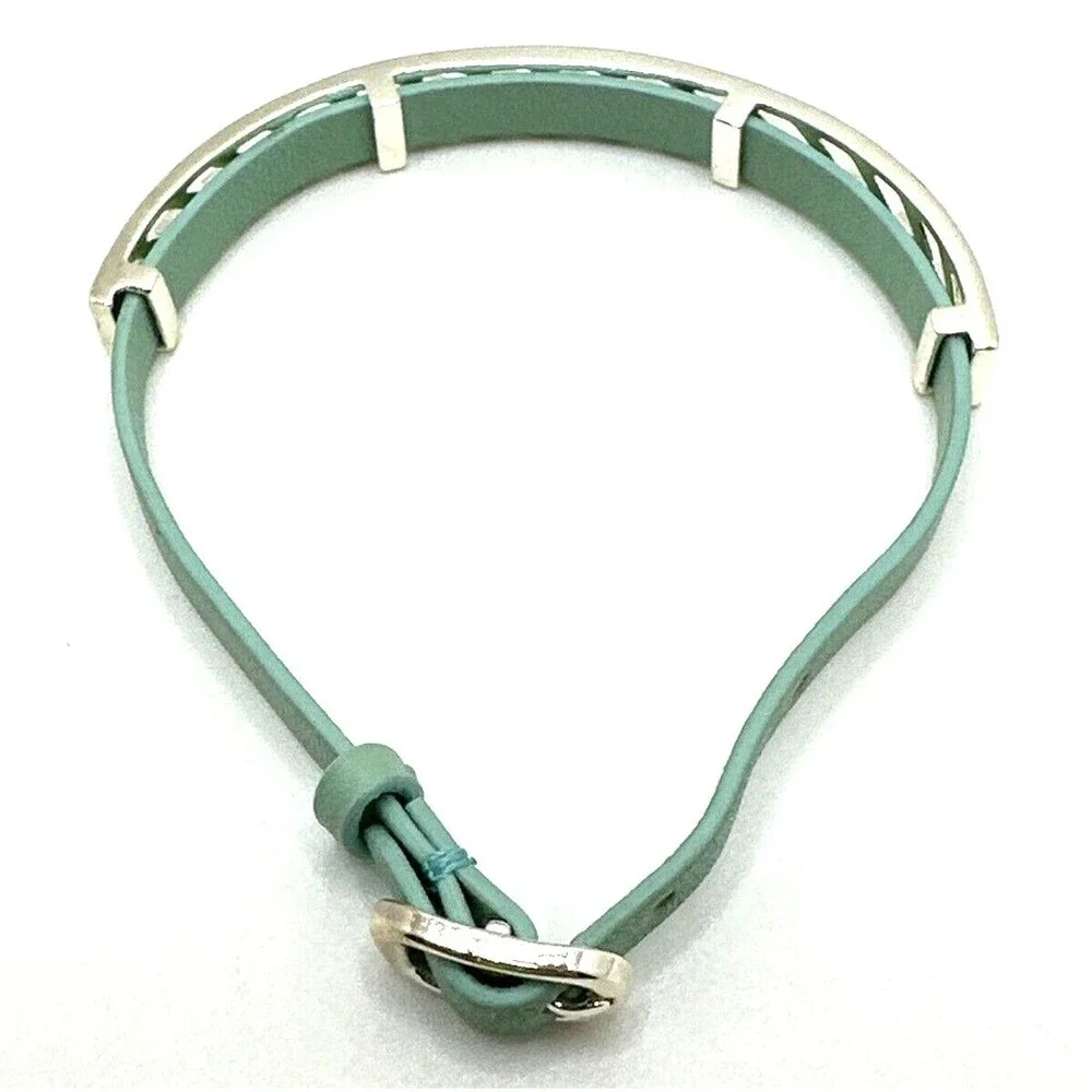 STELLA & DOT Blue Leather Wrap Bracelet Inspirational BELIEVE Statement 8